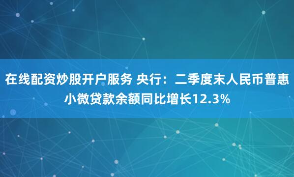 在线配资炒股开户服务 央行：二季度末人民币普惠小微贷款余额同比增长12.3%